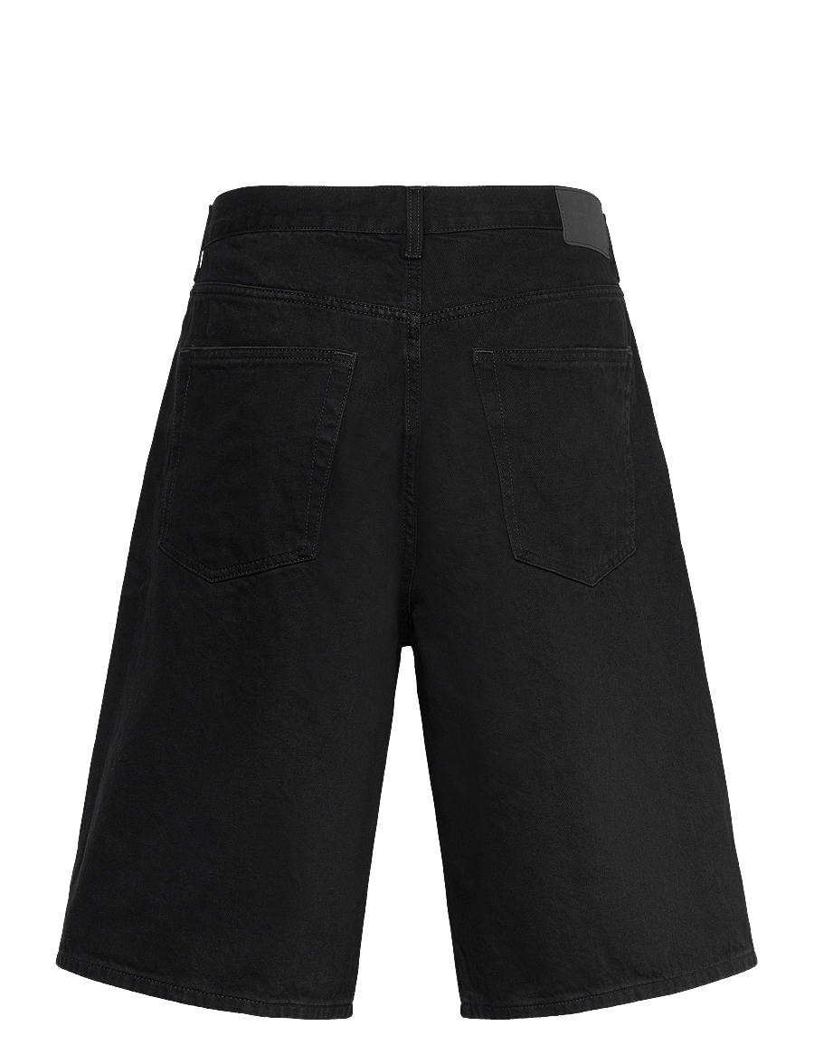 Weekday - Astro Mid Rise Loose Baggy Denim Shorts - jeansshorts - black rinse - 1