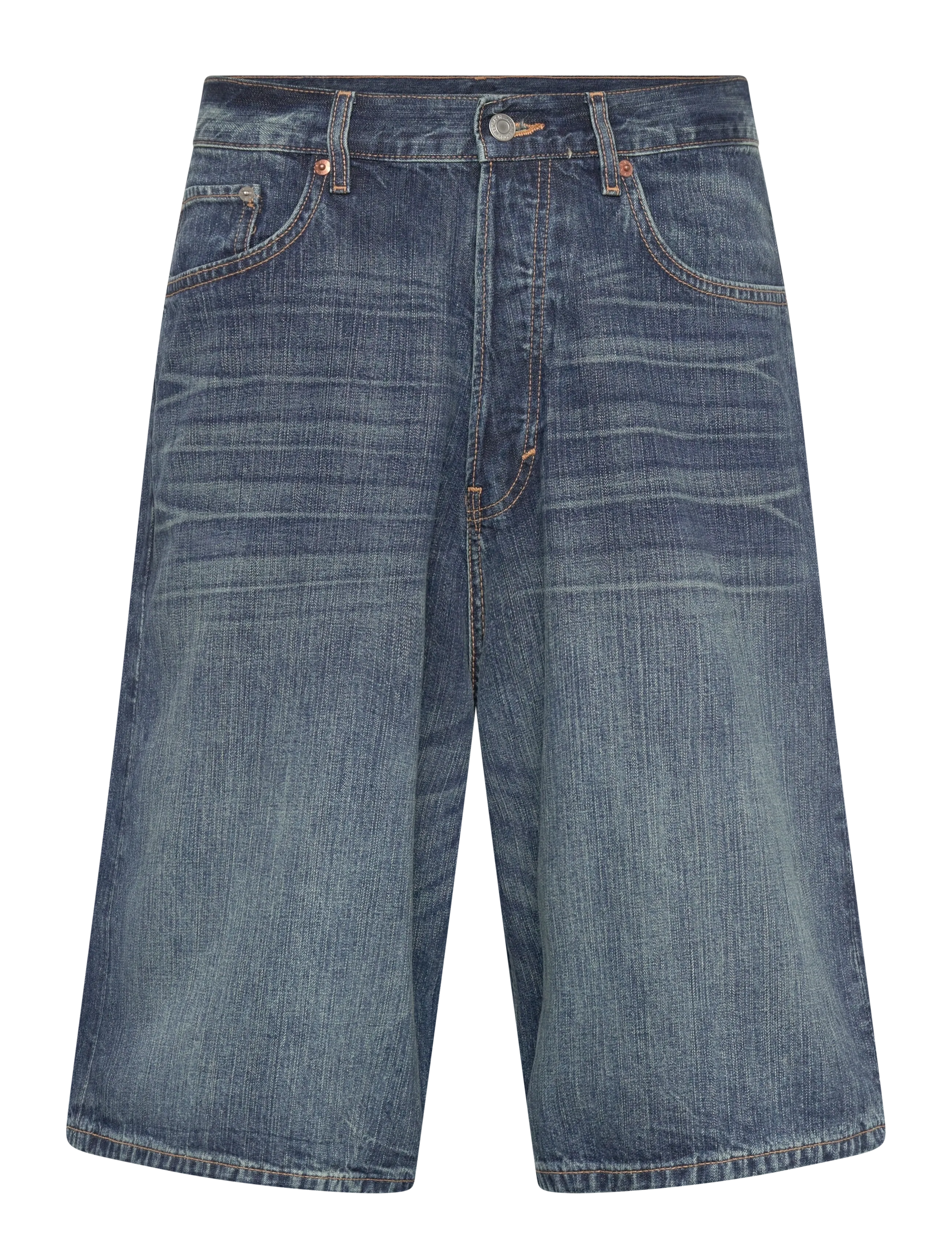 Weekday Astro Mid Rise Loose Baggy Denim Shorts, Mænd, Mellemhøj Talje Løse Baggy Denim Shorts, Blå, Str: 31