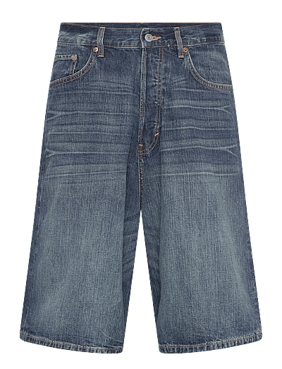 Weekday Astro Mid Rise Loose Baggy Denim Shorts - Clothing - BLUE HYMN / blue