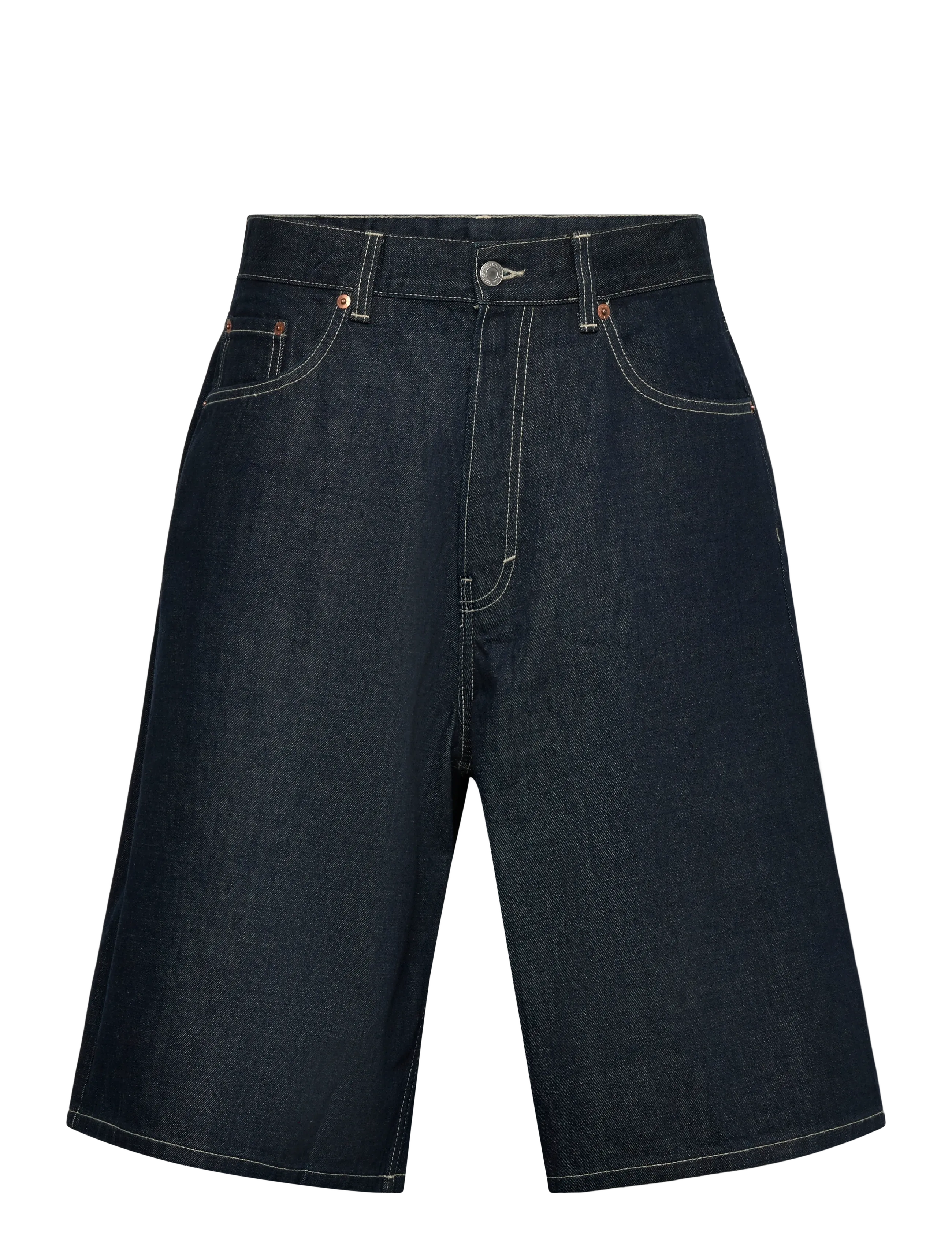 Weekday Astro Mid Rise Loose Baggy Denim Shorts, 33, Marineblau - Denim, Frauen