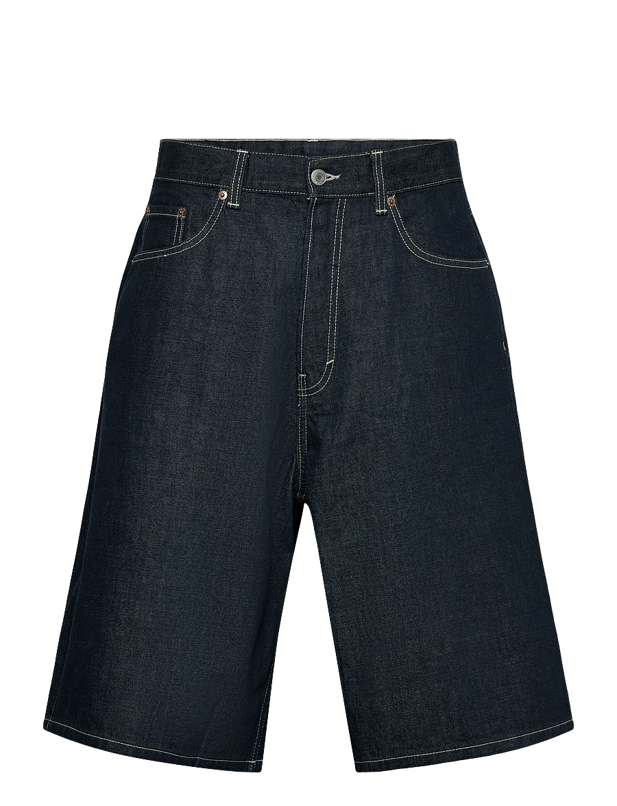 Weekday - Astro Mid Rise Loose Baggy Denim Shorts - jorts - blue rinse - 0