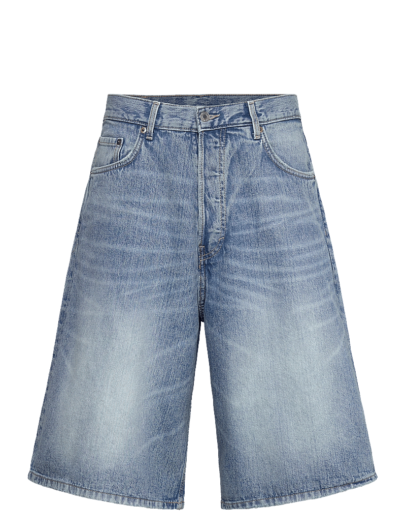 Weekday - Astro Mid Rise Loose Baggy Denim Shorts - jorts - blue stream - 0