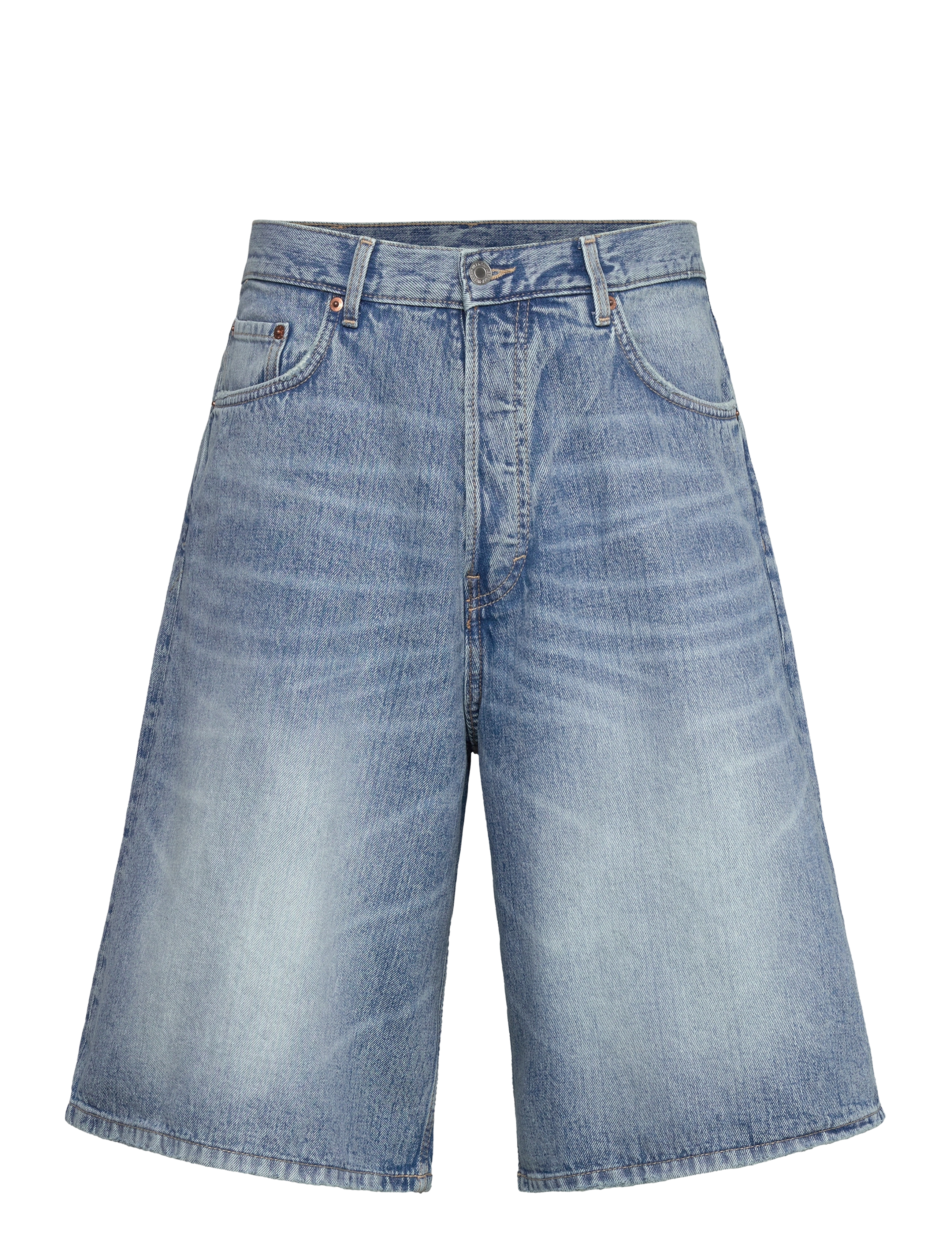 Weekday - Astro Mid Rise Loose Baggy Denim Shorts - jeansshorts - blue stream - 0