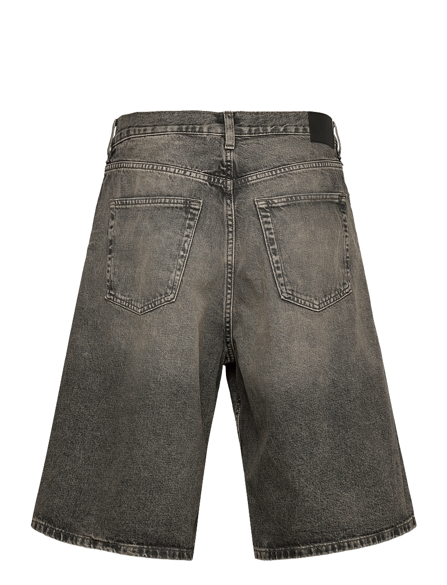 Weekday - Astro Mid Rise Loose Baggy Denim Shorts - jorts - redondo black - 2