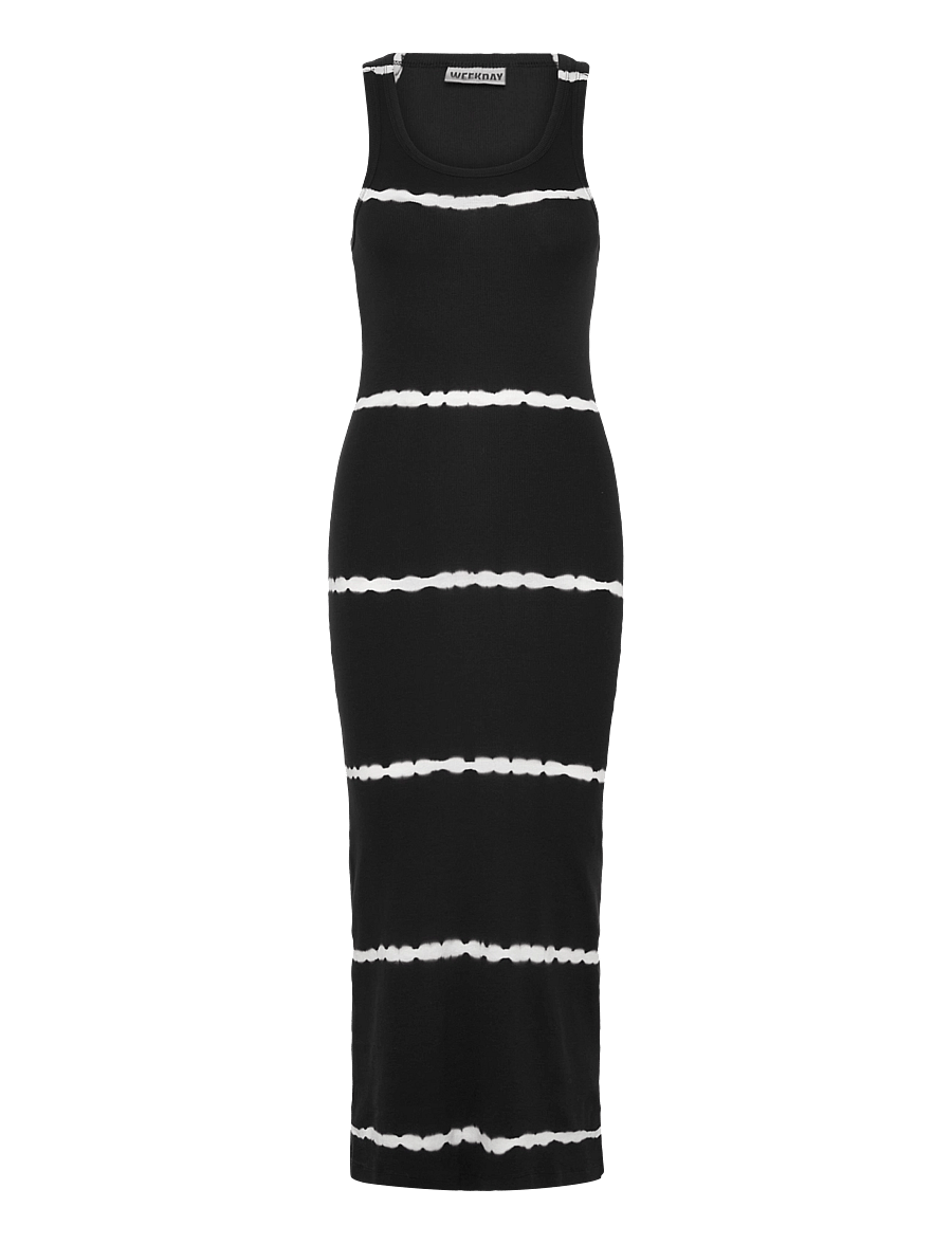Weekday - Close Fitted Rib Dress Tie Dye - konfirmatsioon - black - 0