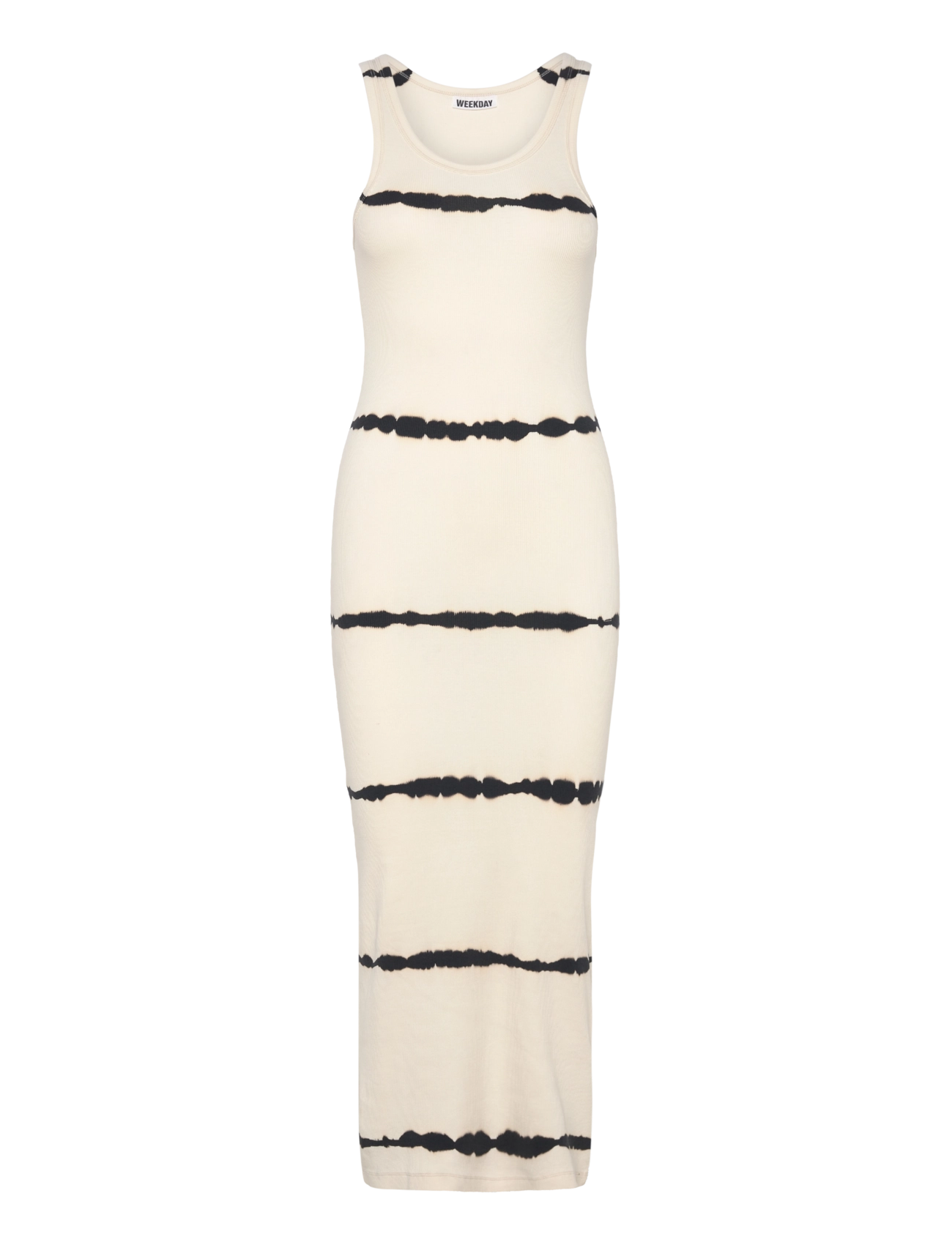 Weekday Close Fitted Rib Dress Tie Dye, XS, Dresses, Weiß - Knee-length & Midi, Frauen