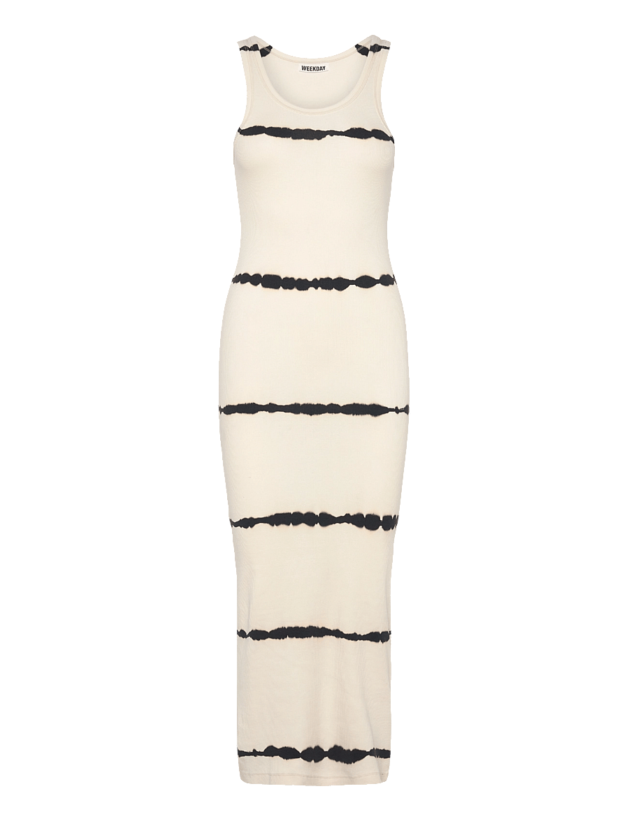 Weekday - Close Fitted Rib Dress Tie Dye - konfirmation - white - 0