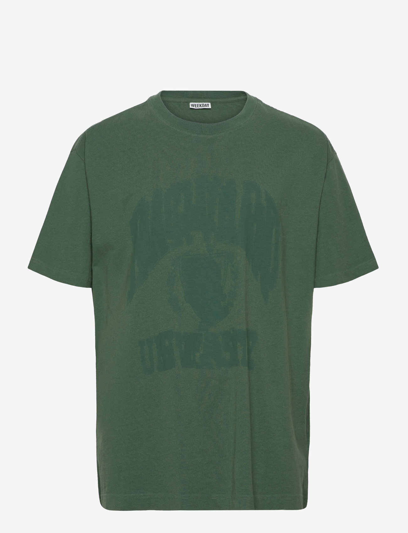 Weekday - Oversized Printed Graphic Tee - dark green w university varsity college print - 0