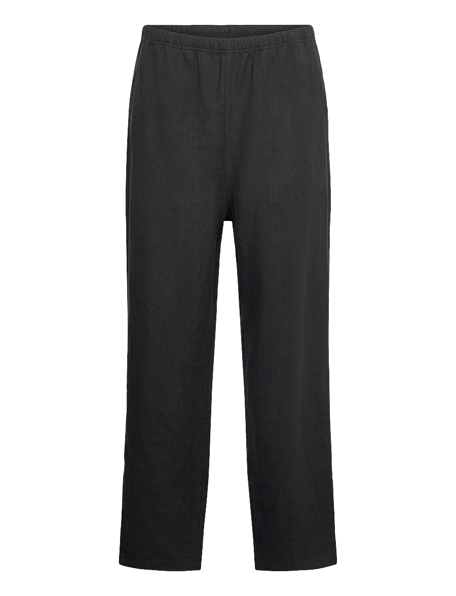Weekday - Relaxed Linen Joggers - leinenhosen - black - 0