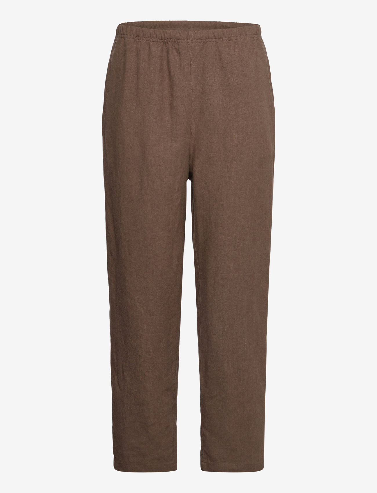 Weekday - Relaxed Linen Joggers - linen trousers - dark brown - 0