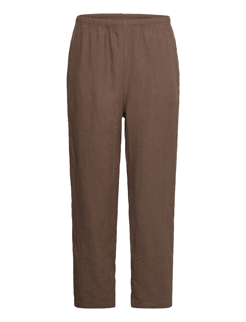 Weekday - Relaxed Linen Joggers - linen trousers - dark brown - 0