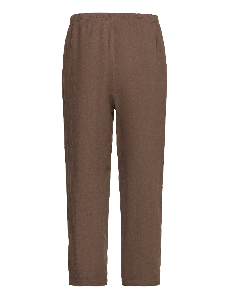 Weekday - Relaxed Linen Joggers - linen trousers - dark brown - 1