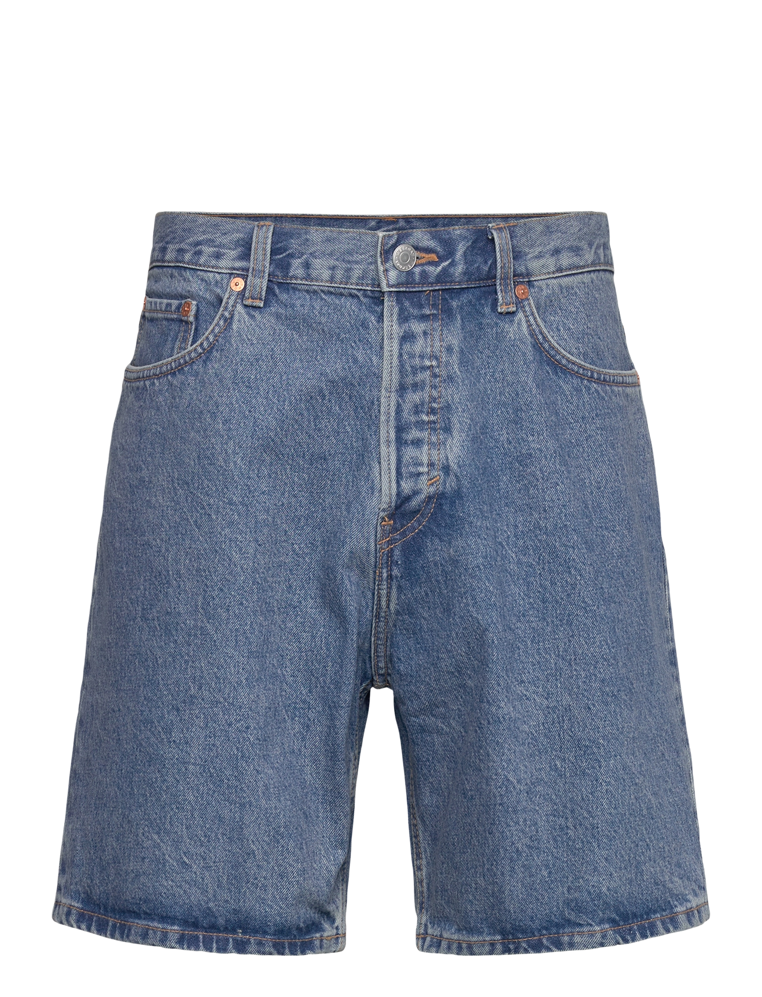 Weekday Space Relaxed Denim Shorts, 28, Blue, Shorts > Denim, Herre