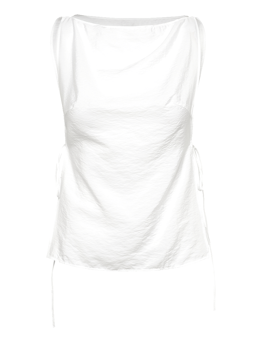 Weekday - Sleeveless BoatNeck Tie Top - Ärmellose tops - white - 0