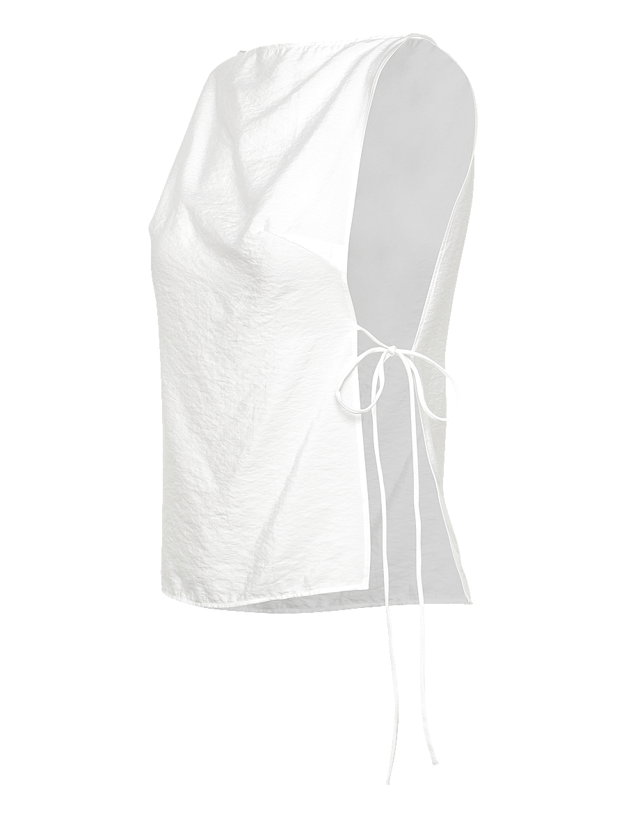Weekday - Sleeveless BoatNeck Tie Top - Ärmellose tops - white - 2