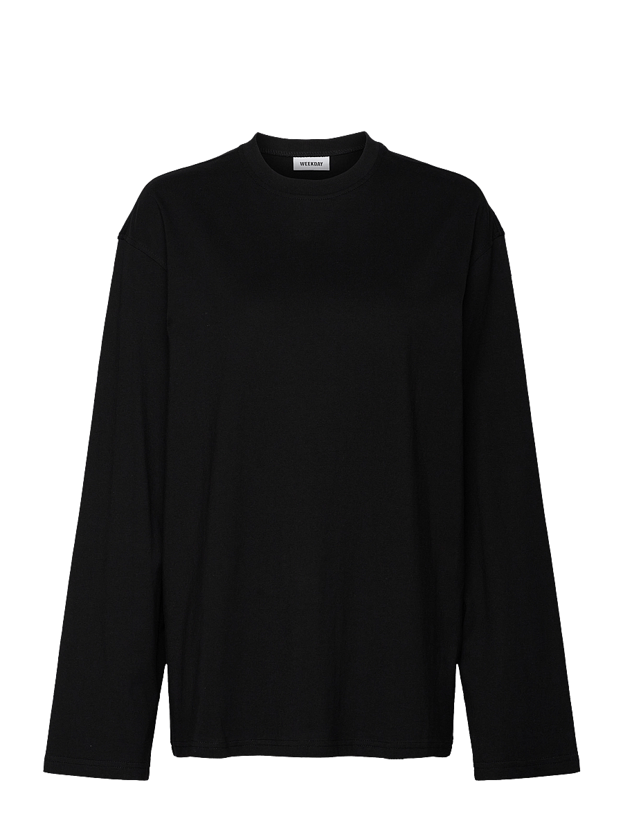 Weekday - Oversized Long Sleeve T-shirt - langærmede toppe - black - 0