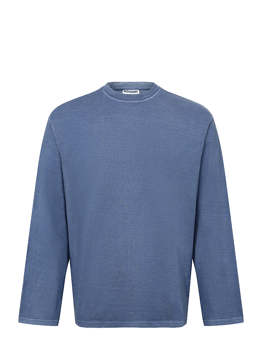 Weekday - Oversized Long Sleeve T-shirt - langärmlige tops - blue washed - 0