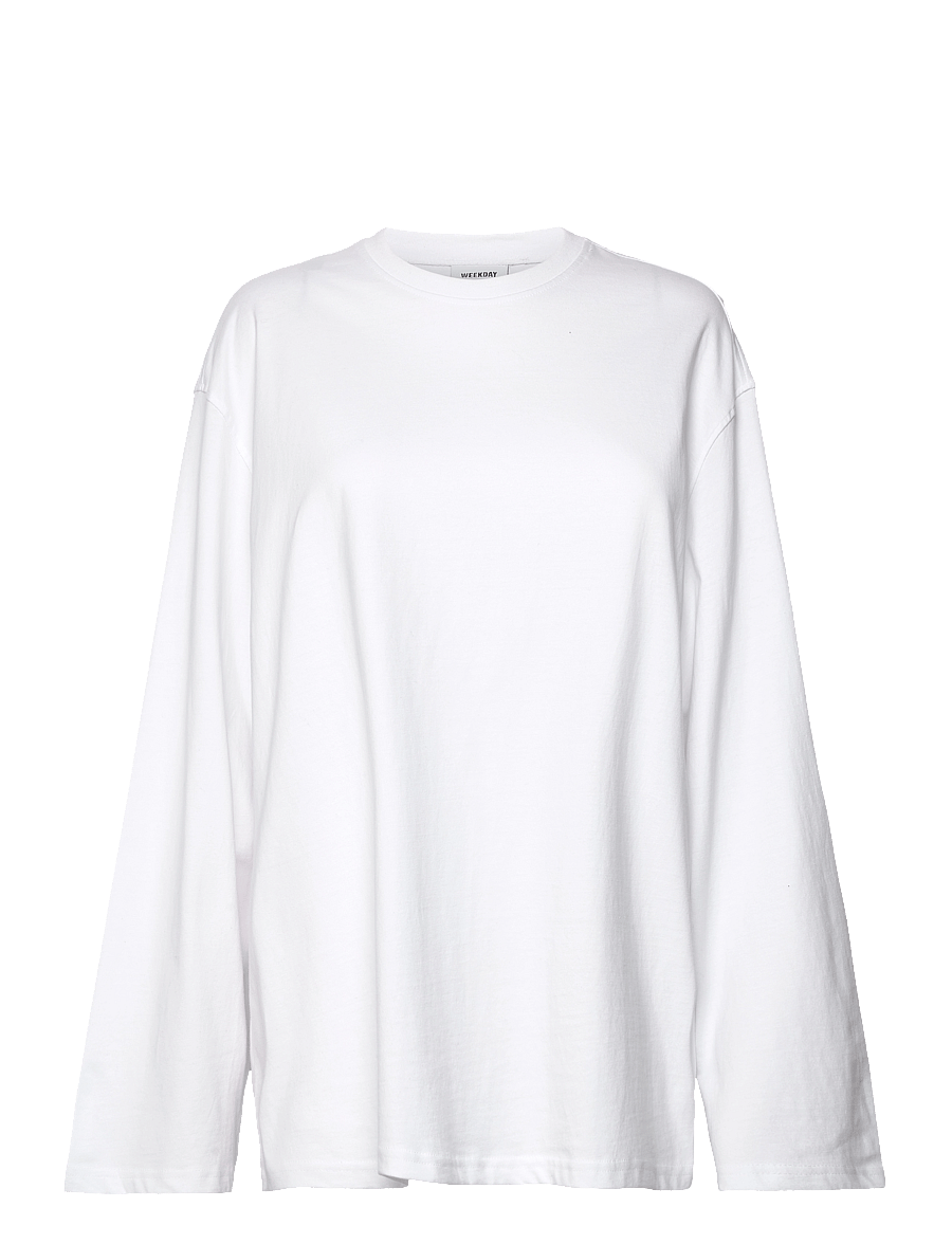 Weekday - Oversized Long Sleeve T-shirt - langærmede toppe - white - 0