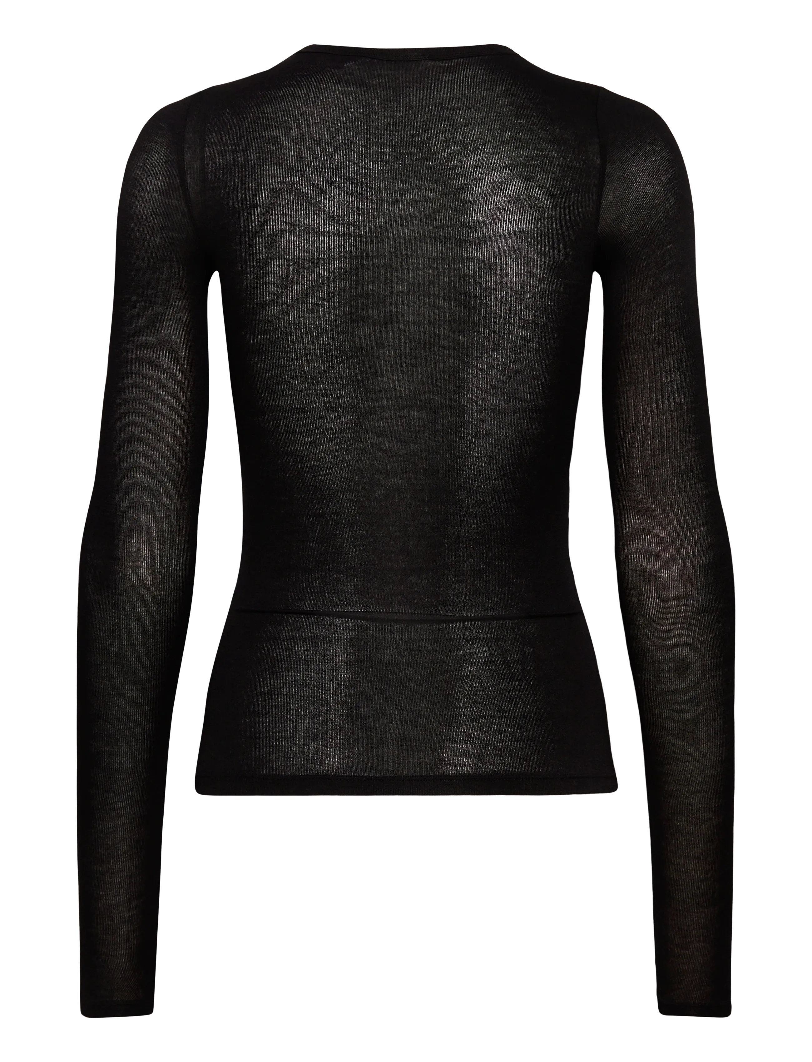Weekday - Soft Sheer Long Sleeve Top - långärmade toppar - black - 1