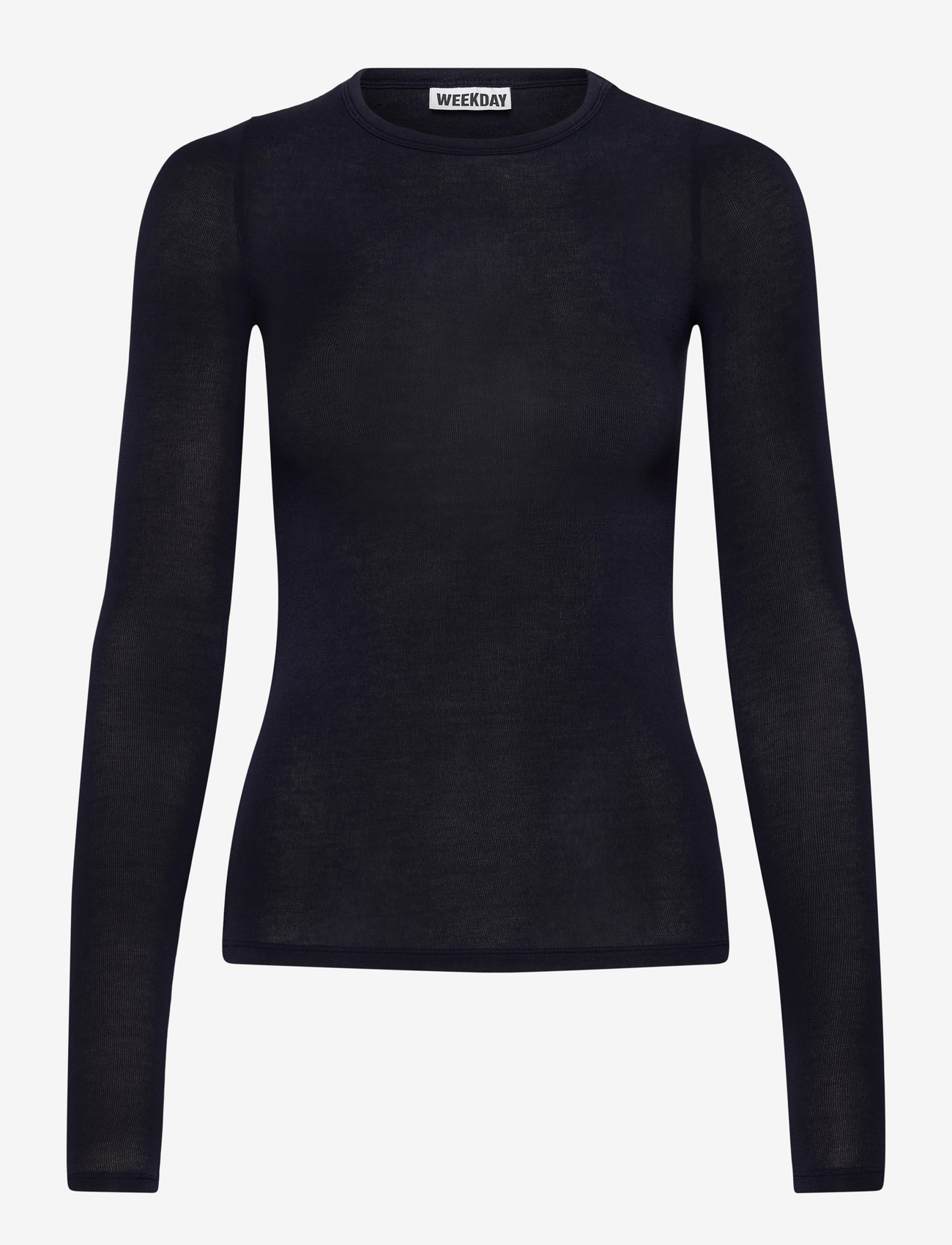Weekday - Soft Sheer Long Sleeve Top - långärmade toppar - dark blue - 0
