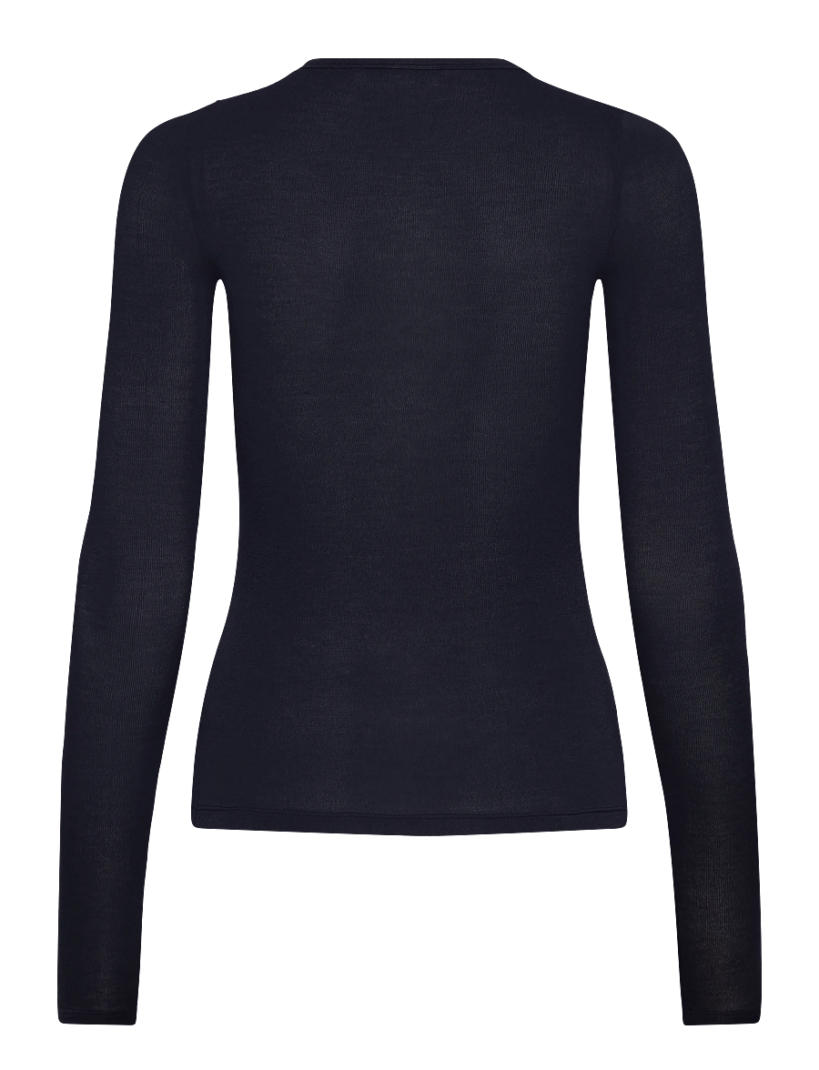 Weekday - Soft Sheer Long Sleeve Top - langærmede toppe - dark blue - 1