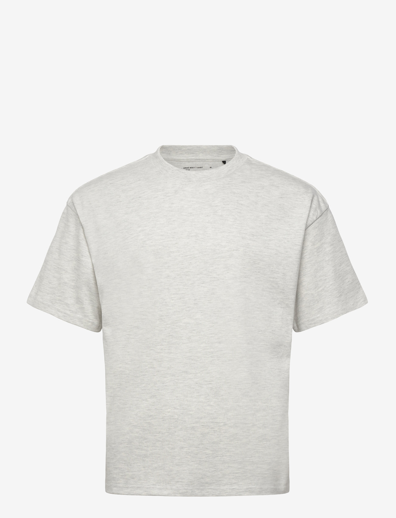 Weekday - Great Boxy Heavyweight T-Shirt - kortärmade t-shirts - light grey melange - 0