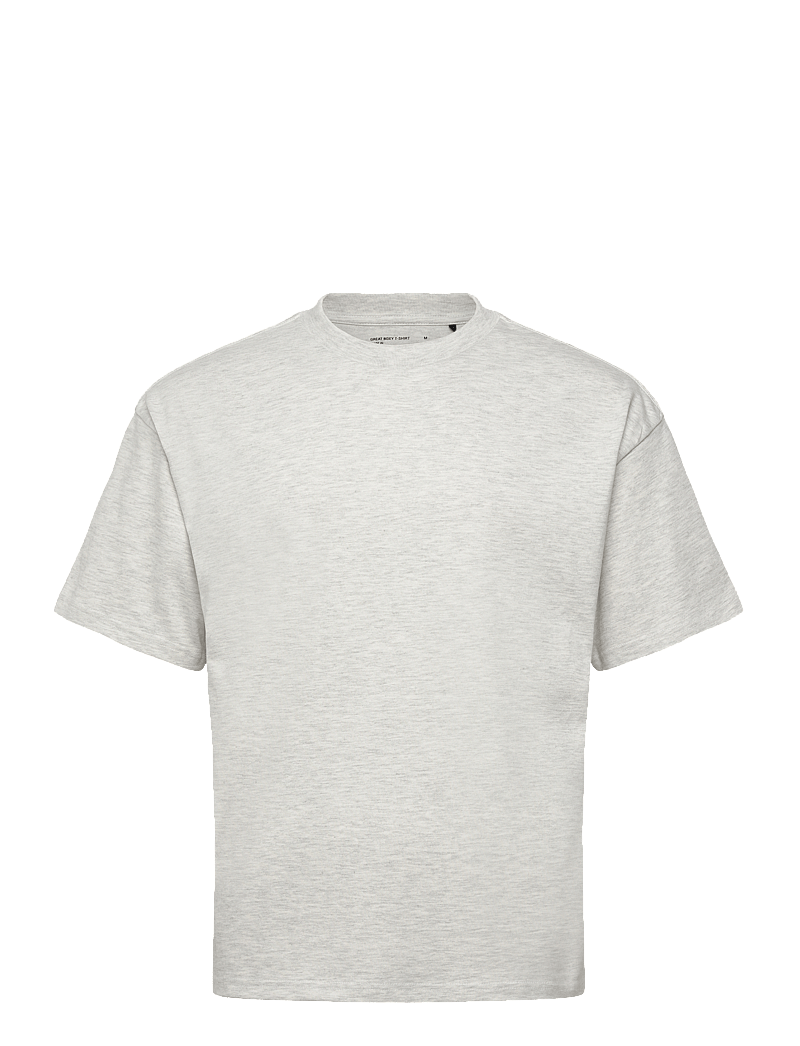 Weekday - Great Boxy Heavyweight T-Shirt - kortärmade t-shirts - light grey melange - 0