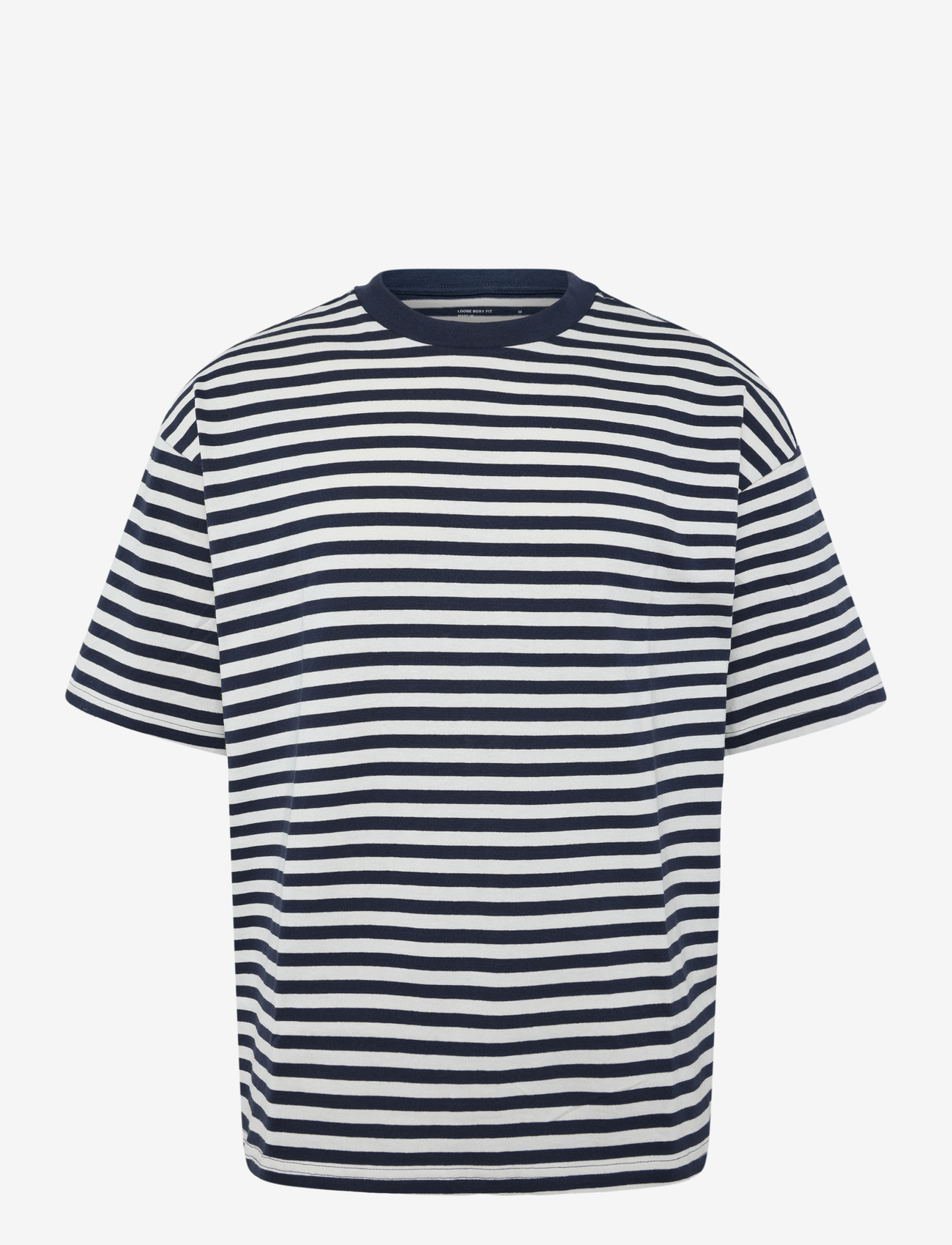 Weekday Loose Fit T-shirt - T-Shirts - WHITE STRIPE / navy