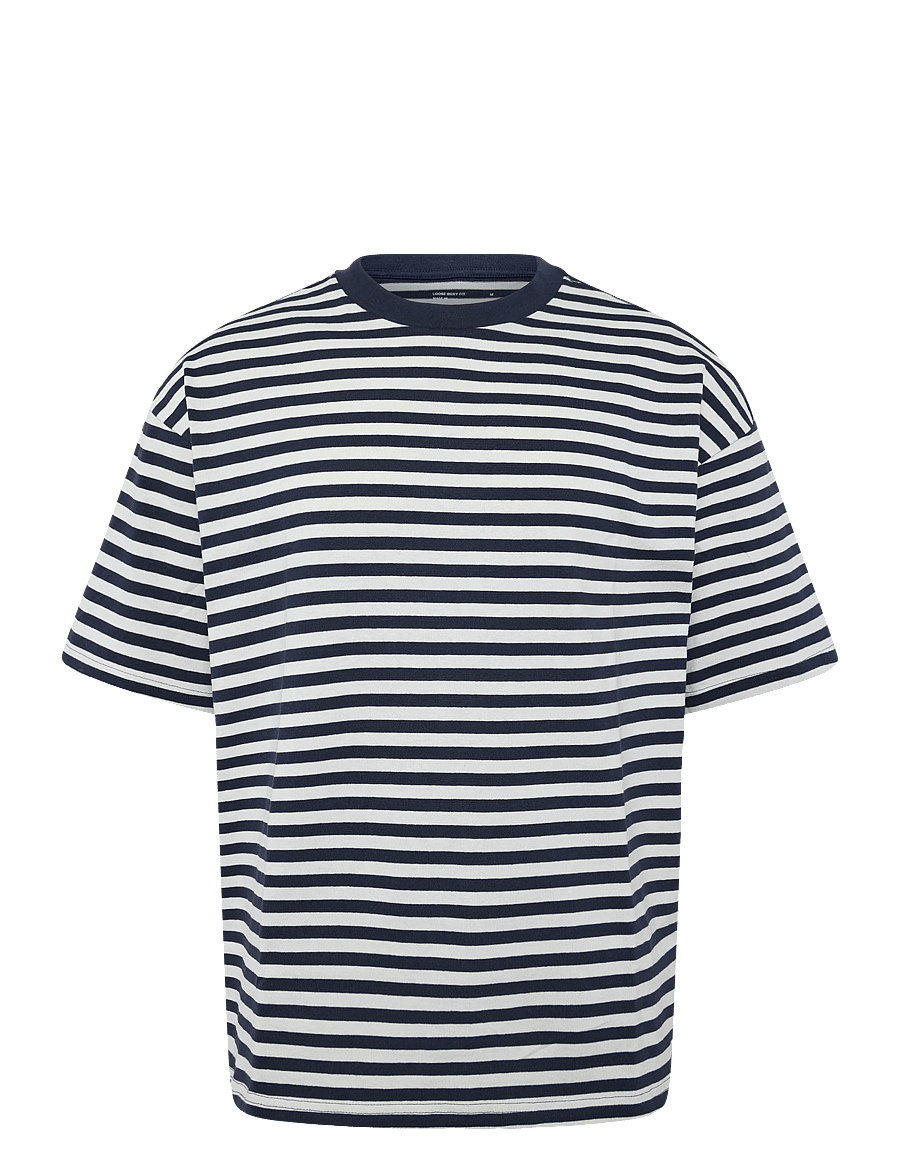 Weekday - Loose Fit T-shirt - kurzärmelige t-shirts - white stripe - 0