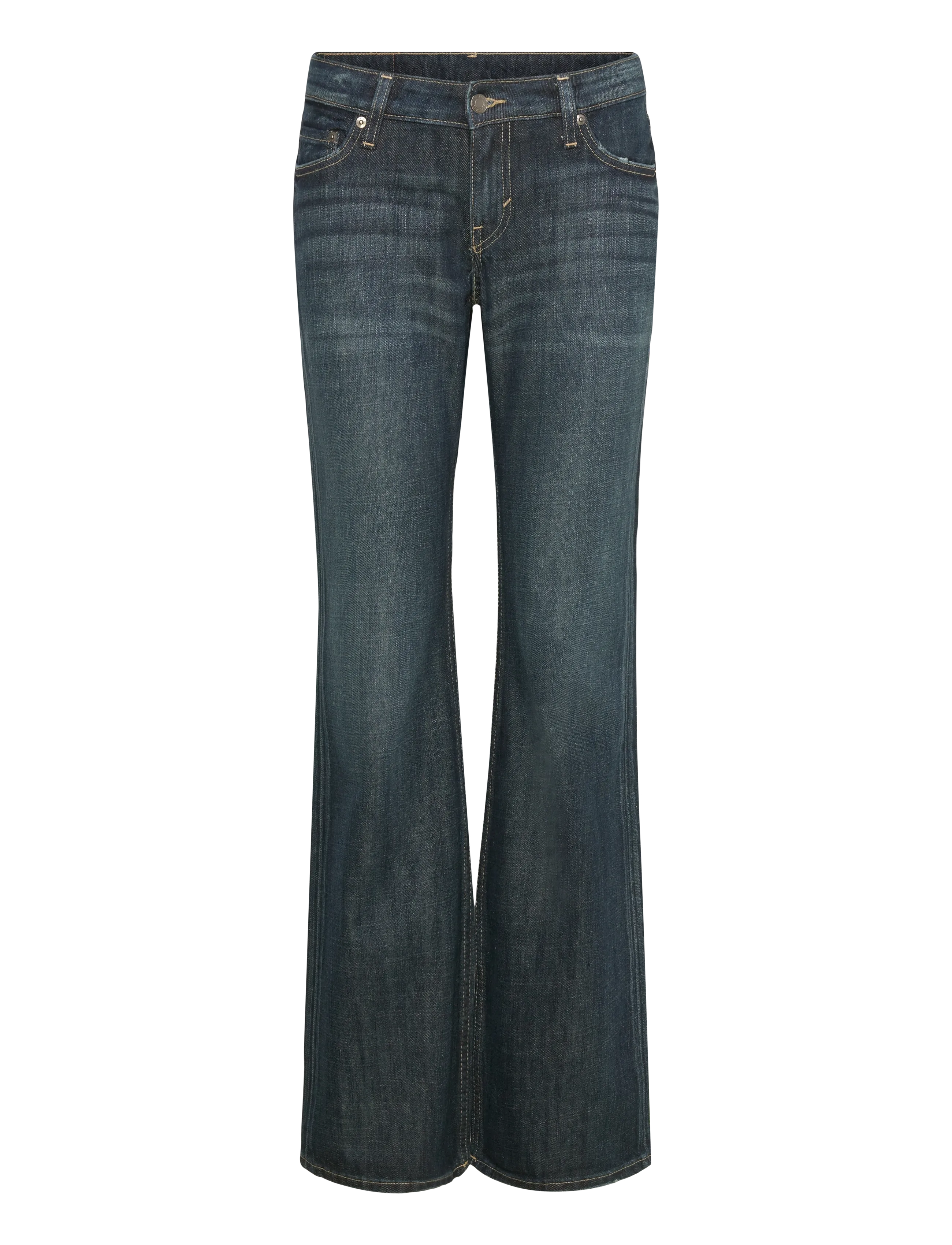 Weekday Nova Low Rise Slim Bootcut Jeans - Transitional Layering - DEEP SEA BLUE / grey