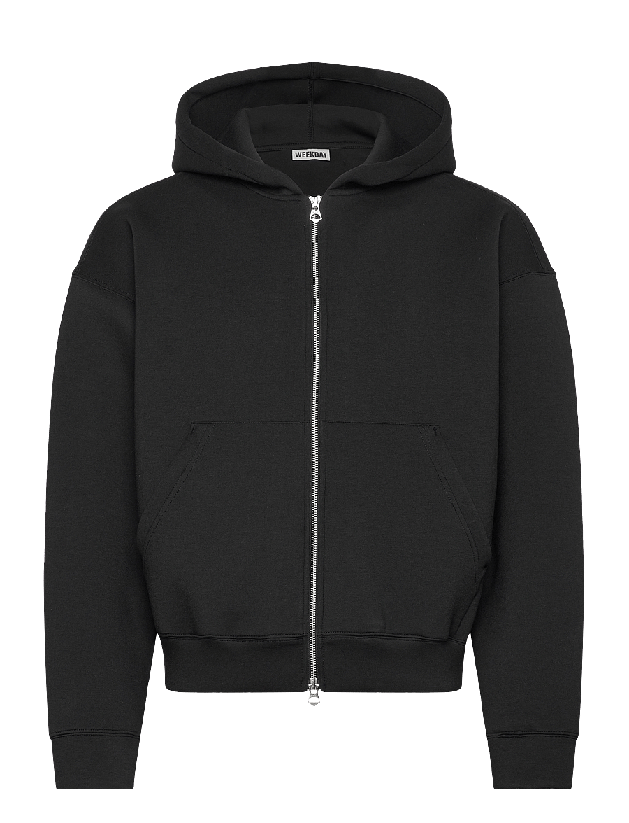 Weekday - Simon Scuba Zip Hoodie - hættetrøjer - black - 0