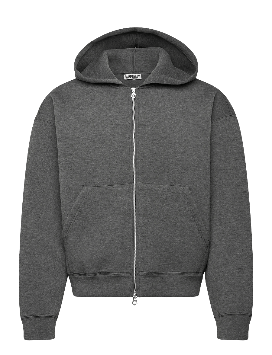 Weekday - Simon Scuba Zip Hoodie - kapuzenpullover - dark grey melange - 0