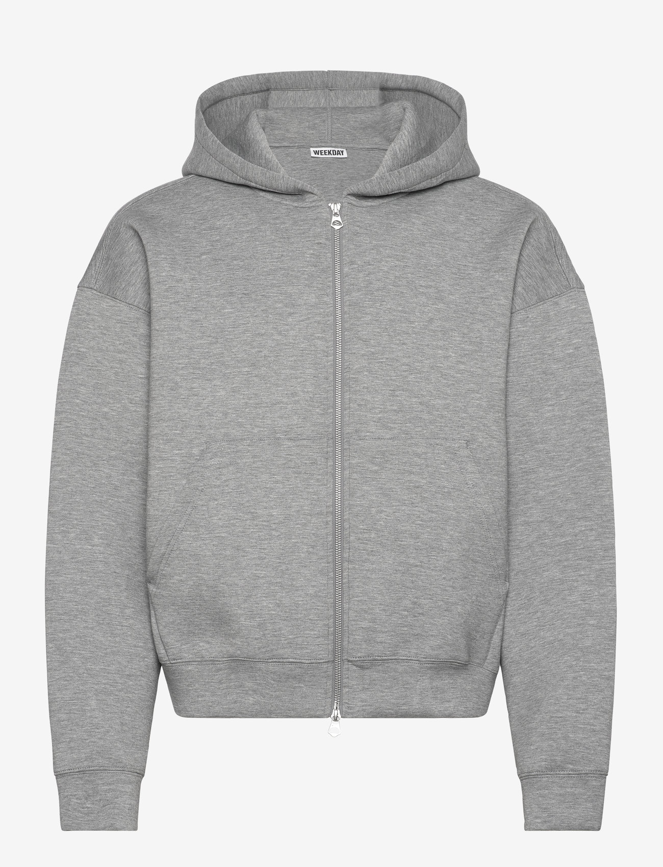 Weekday - Simon Scuba Zip Hoodie - kapuutsiga dressipluusid - grey melange - 0