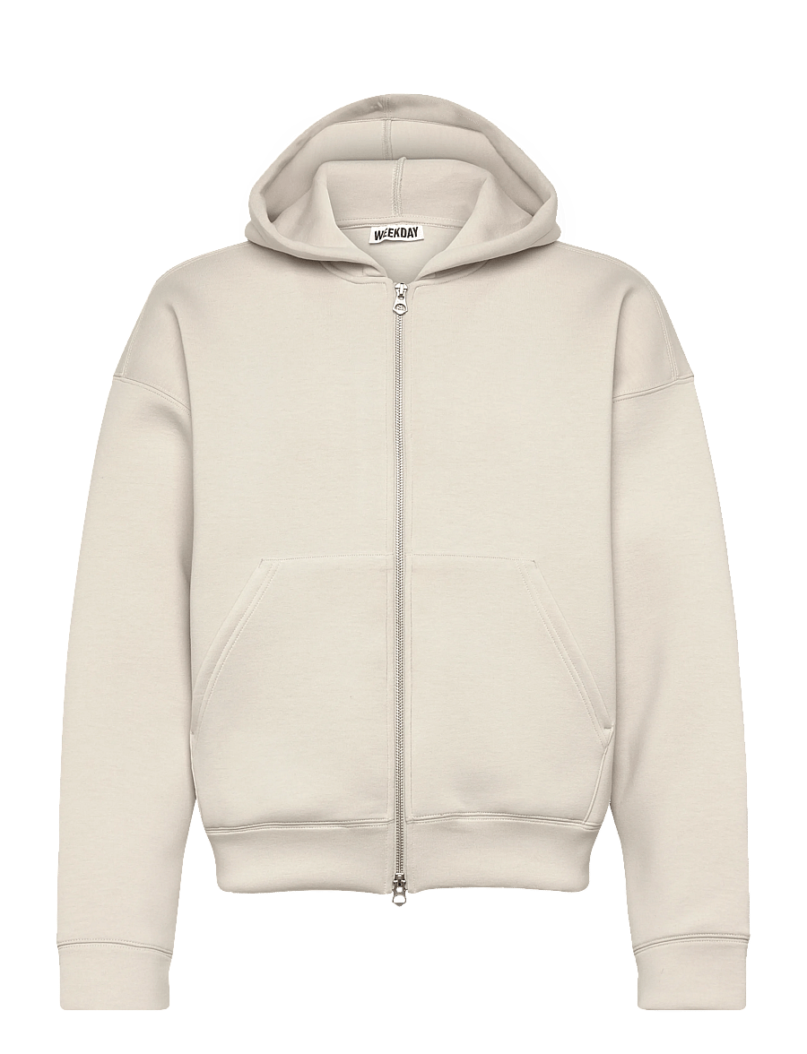 Weekday - Simon Scuba Zip Hoodie - hoodies - mole dusty light - 0
