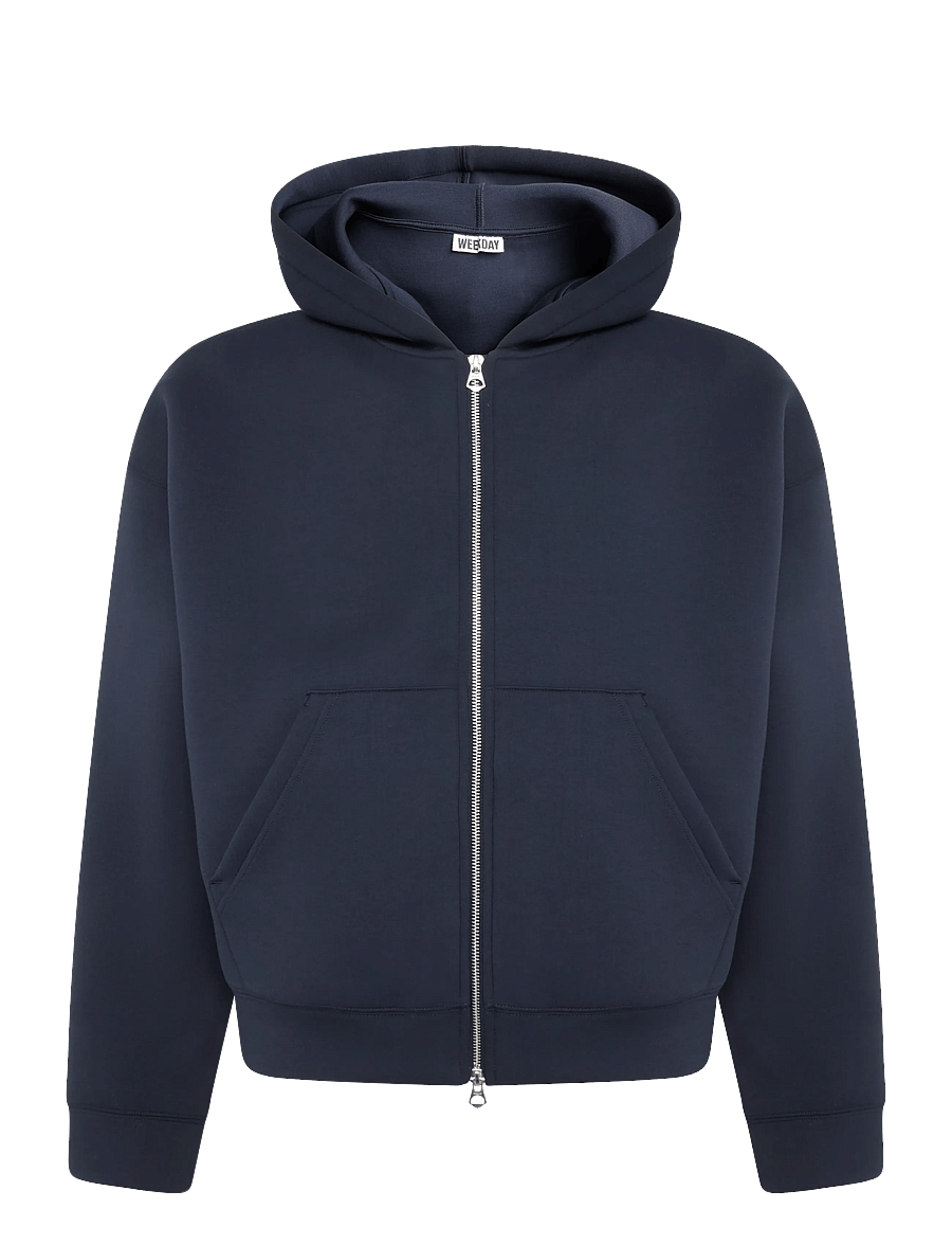 Weekday - Simon Scuba Zip Hoodie - hættetrøjer - navy - 0