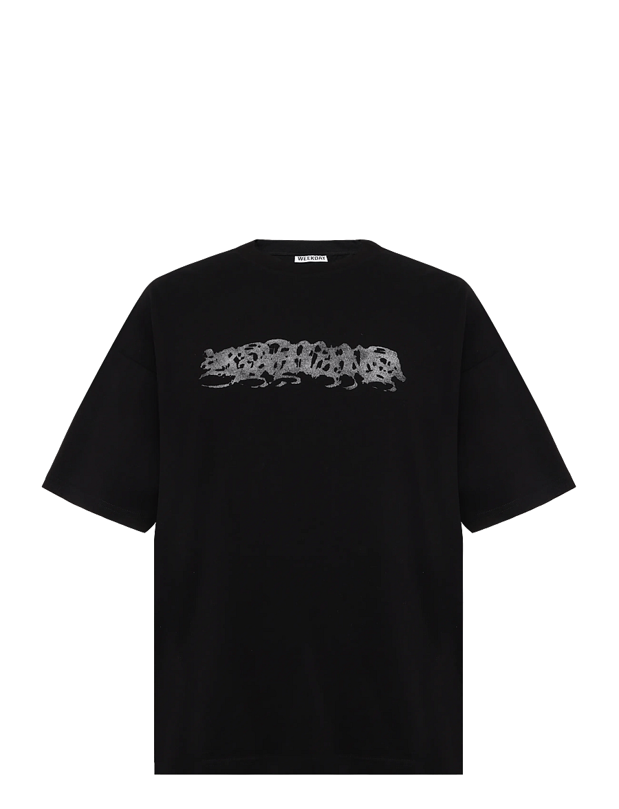 Weekday - Boxy Printed Graphic T-shirt - kurzärmelige t-shirts - black - 0