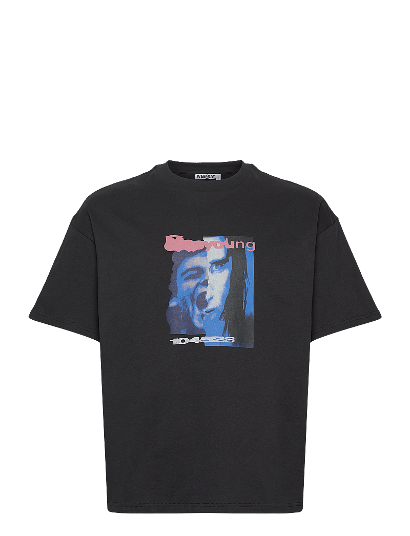 Weekday - Great Boxy Printed Graphic Tee - short-sleeved t-shirts - black dark - 0