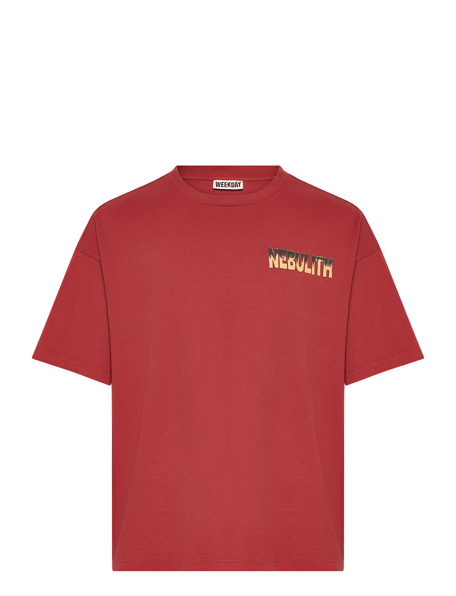 Weekday - Boxy Printed Graphic T-shirt - kurzärmelige t-shirts - red wash nebulith - 0
