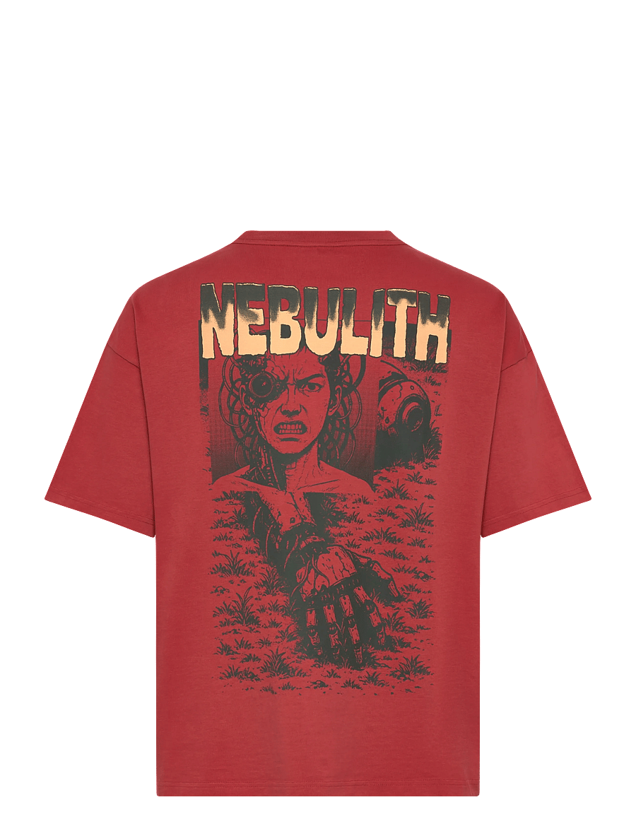 Weekday - Boxy Printed Graphic T-shirt - kurzärmelige t-shirts - red wash nebulith - 1
