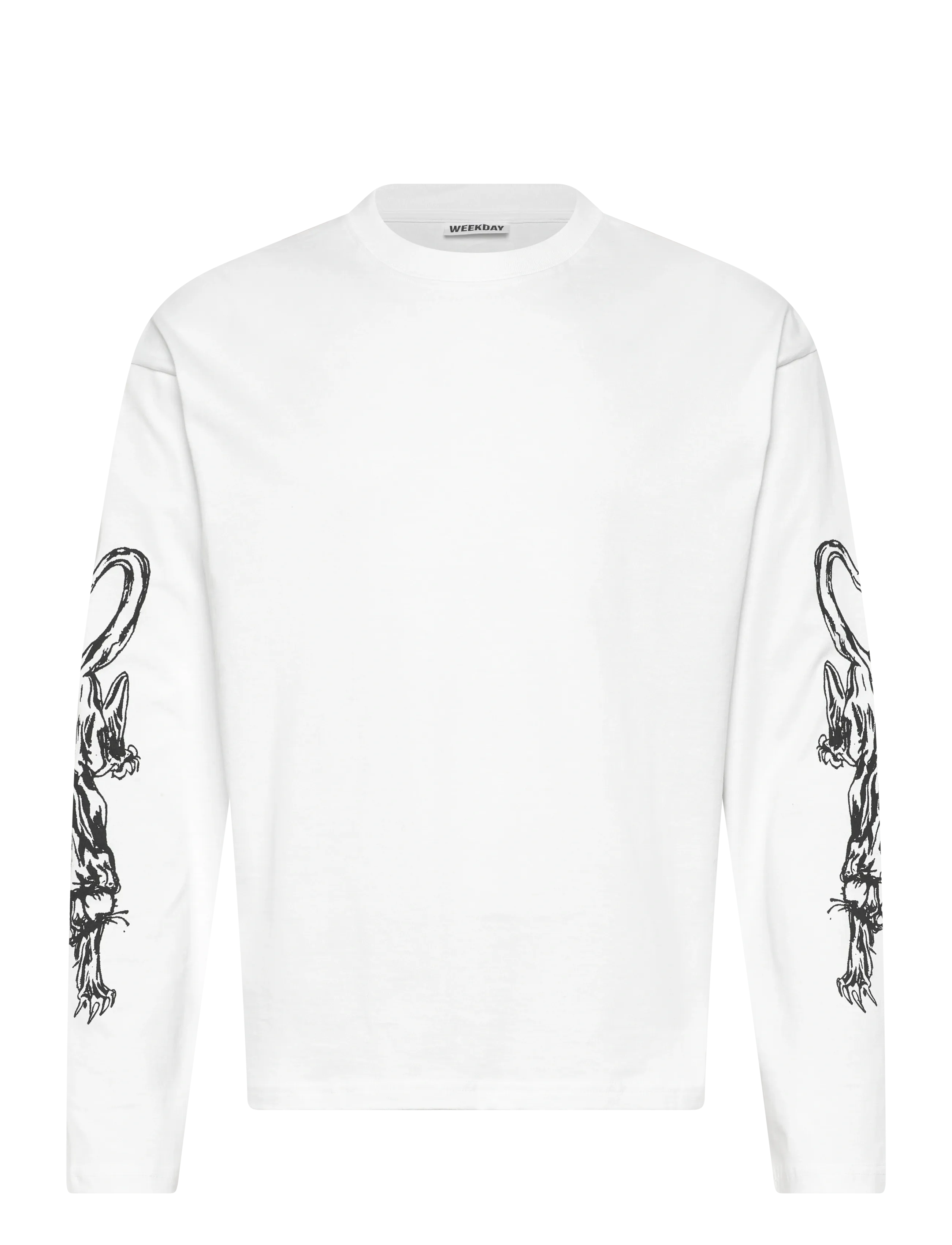 Weekday Great Boxy Graphic Long Sleeve T-shirt - Riided - ANGRY PANTHERS / white
