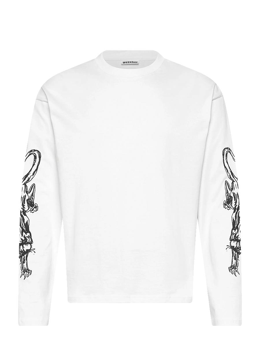 Weekday - Great Boxy Graphic Long Sleeve T-shirt - långärmade t-shirts - angry panthers - 0