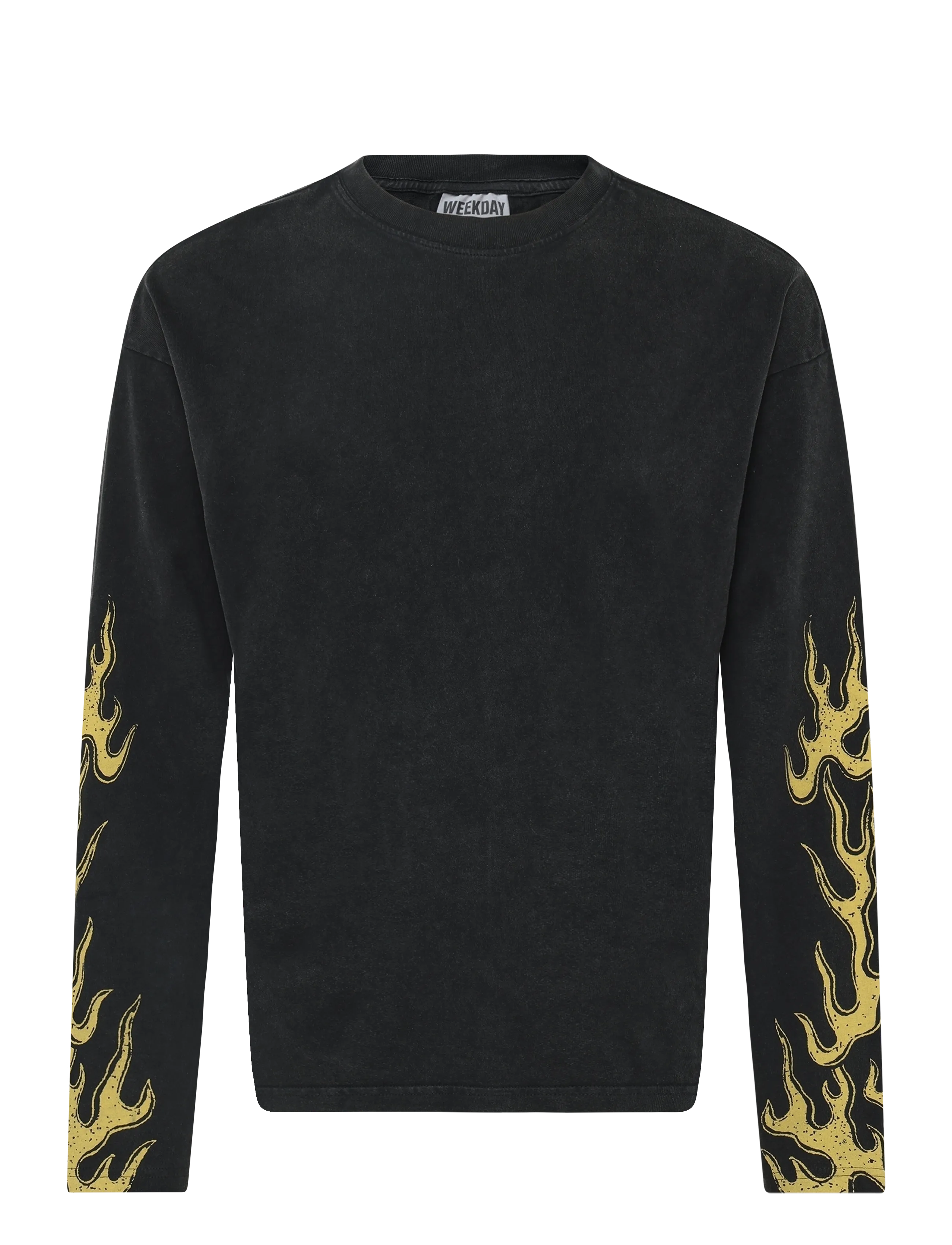 Weekday Great Boxy Graphic Long Sleeve T-Shirt, L, T-shirts, Schwarz - Long-sleeved, Männerswear