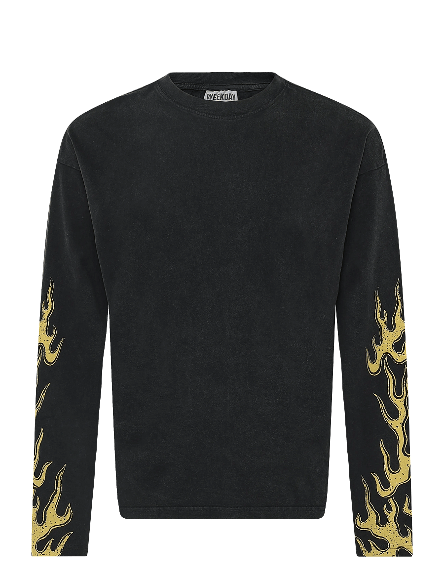 Weekday - Great Boxy Graphic Long Sleeve T-shirt - langärmelige t-shirts - black "riftborn" - 0