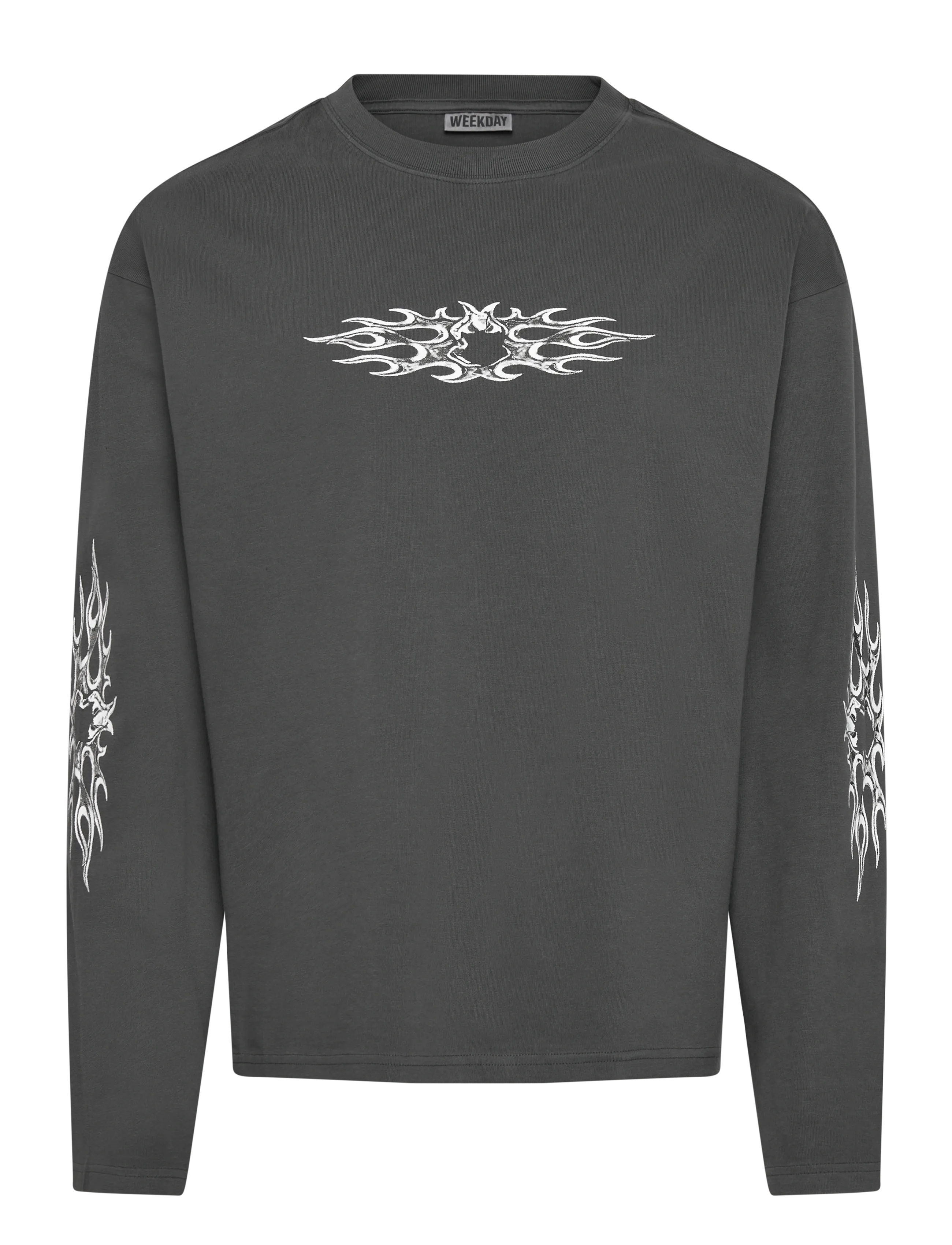 Weekday Great Boxy Graphic Long Sleeve T-Shirt, XL, T-shirts, Grau - Long-sleeved, Männerswear