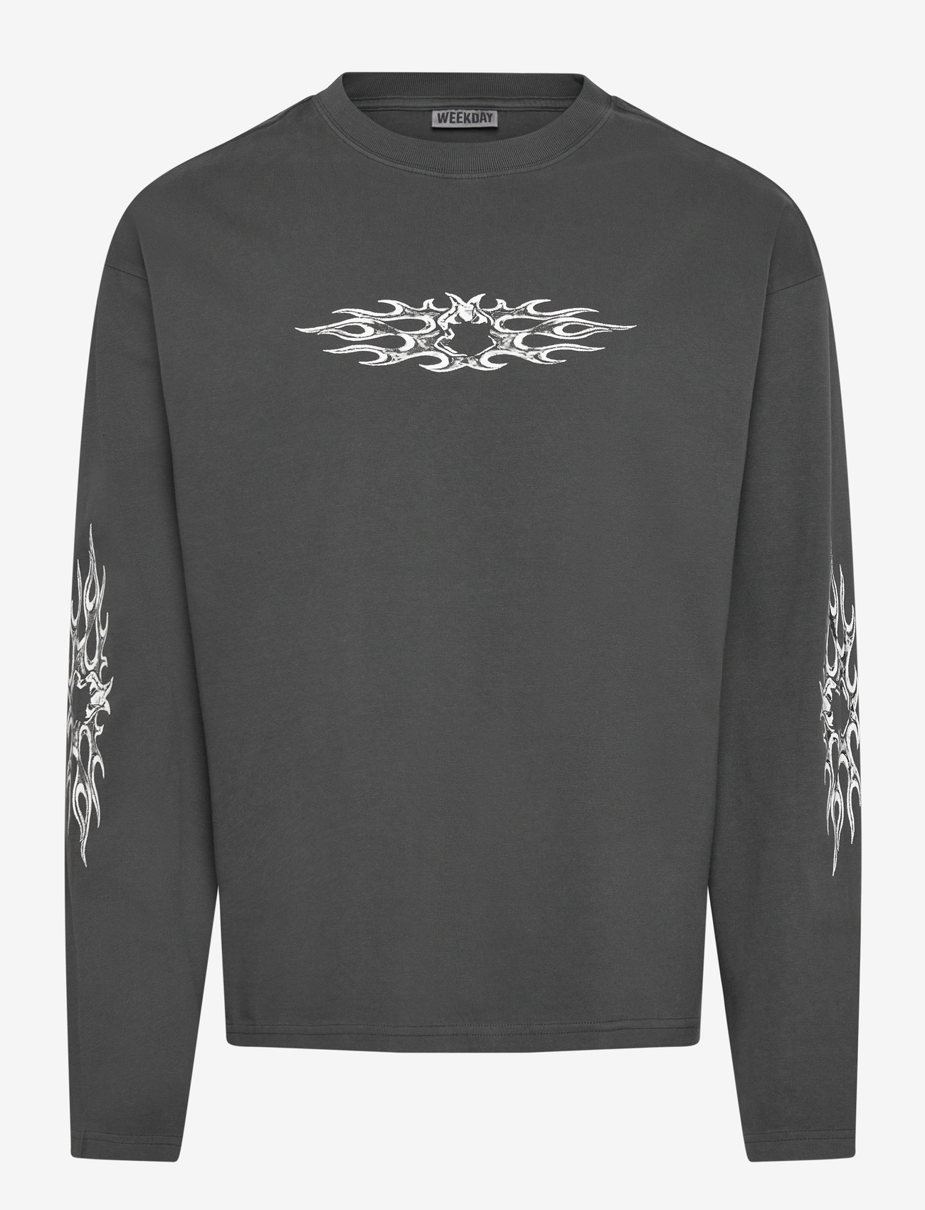 Weekday - Great Boxy Graphic Long Sleeve T-shirt - langärmelig - dark grey air flame - 0
