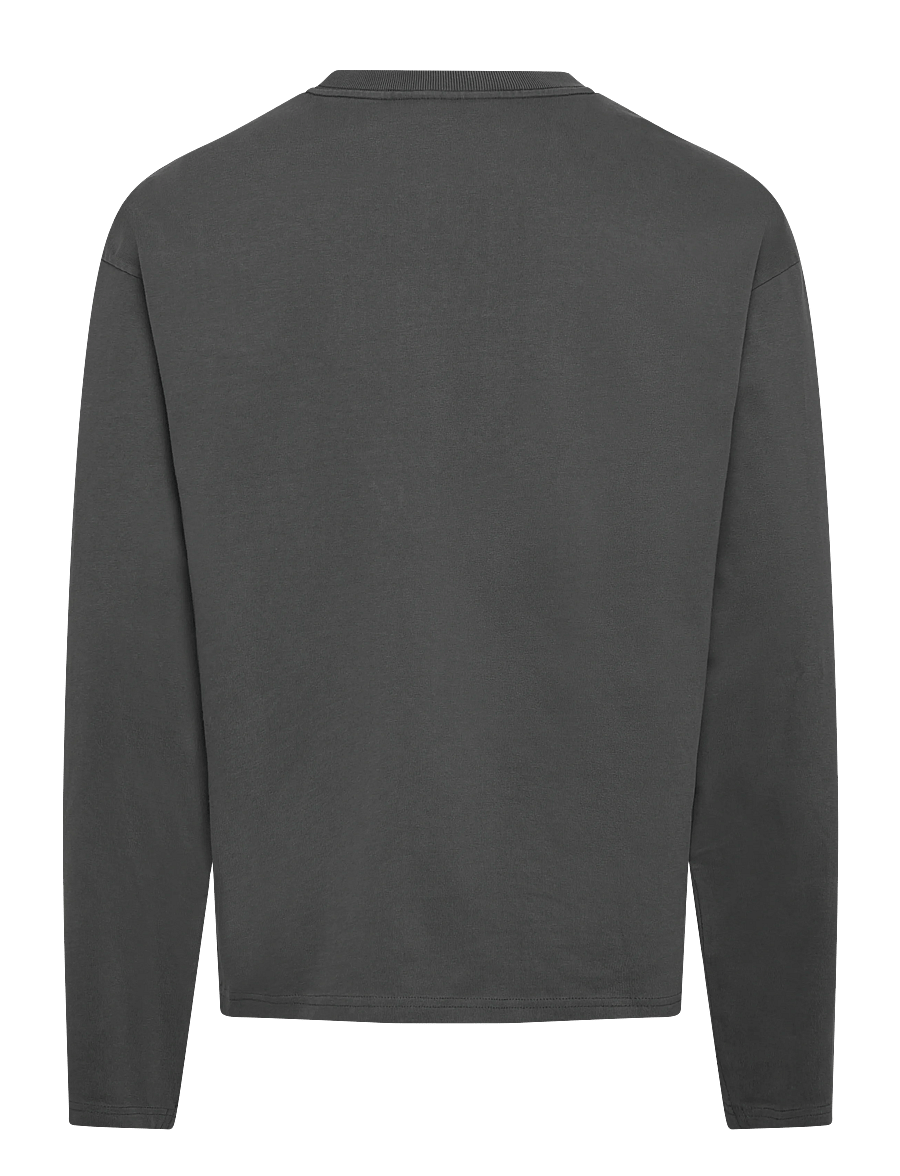 Weekday - Great Boxy Graphic Long Sleeve T-shirt - long-sleeved t-shirts - dark grey air flame - 1