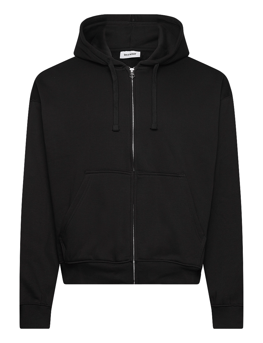 Weekday - Boxy Midweight Zip Hoodie - hoodies - black - 0