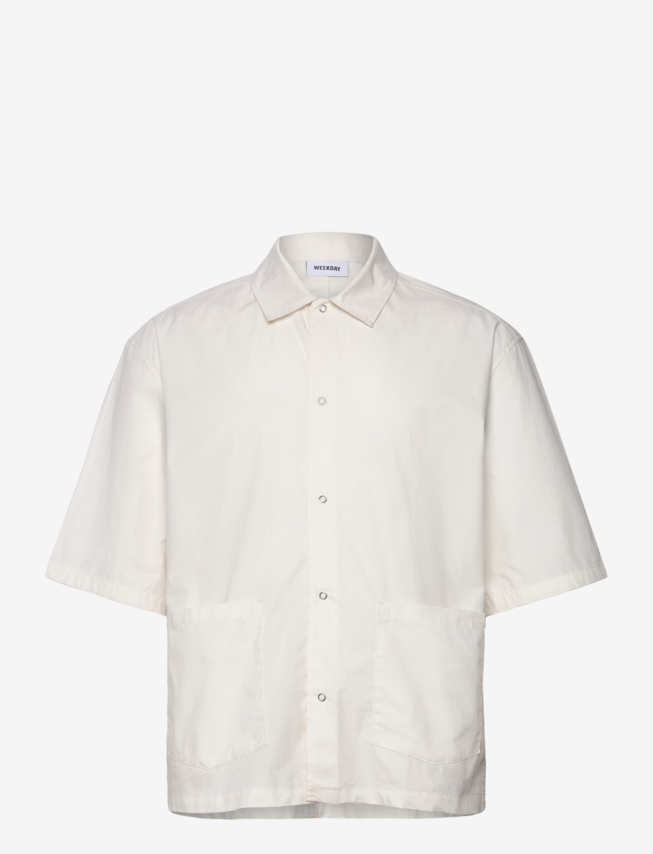 Weekday - Relaxed Short Sleeve Cotton Shirt - short-sleeved shirts - dusty white - 0