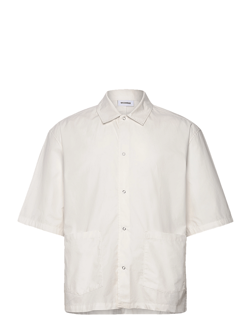 Weekday - Relaxed Short Sleeve Cotton Shirt - kurzarmhemden - dusty white - 0