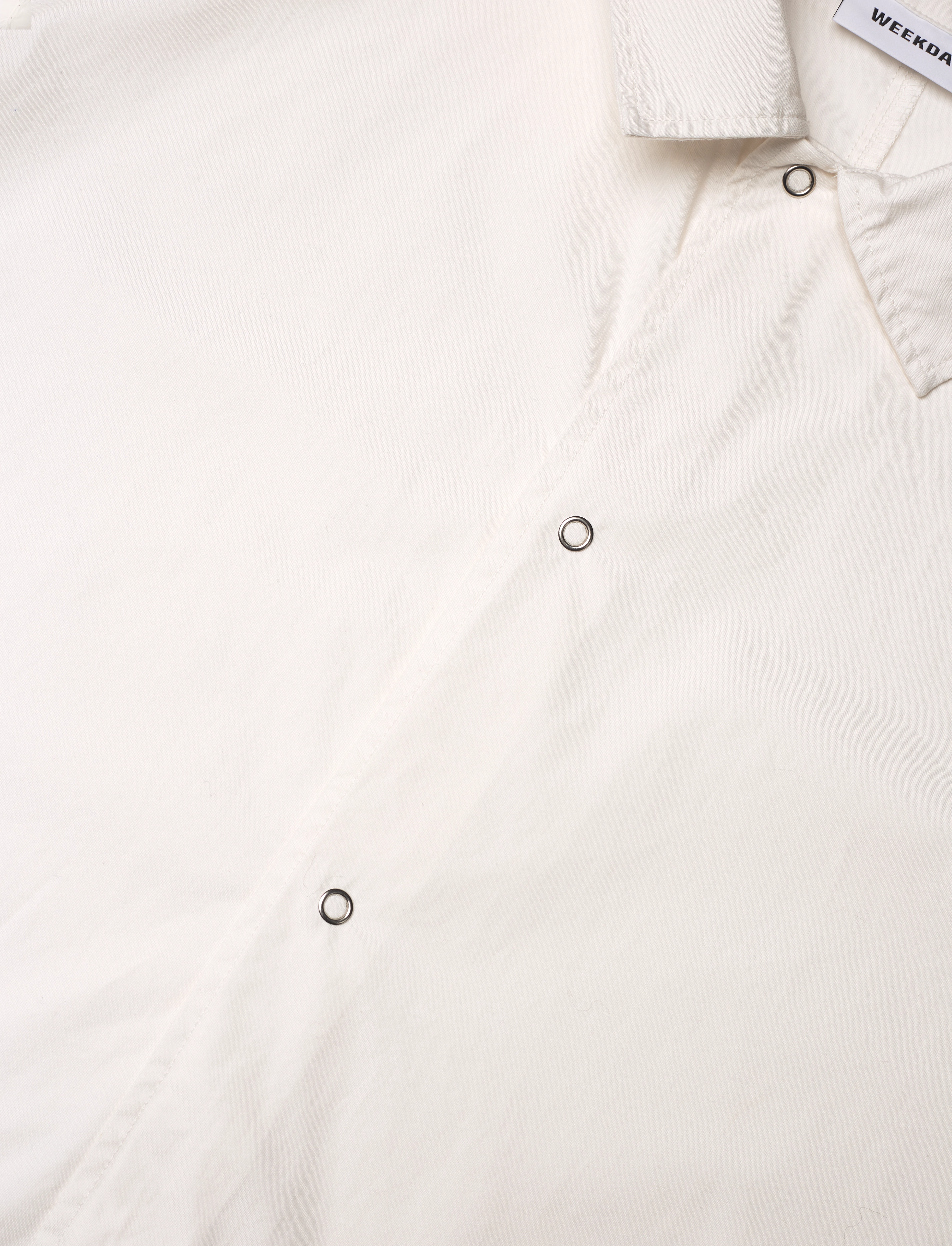 Weekday - Relaxed Short Sleeve Cotton Shirt - dusty white - 3